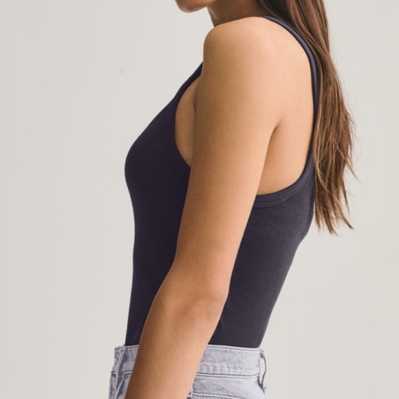 AGOLDE Rib High Neck Tank in Black - Picture 7 of 13